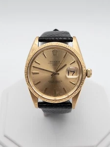 RARE $14,000 34mm 14k Yellow Gold ROLEX DATE Mens Dress Watch SERVICED - Picture 1 of 9