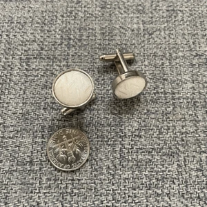 White Ivory Textile Silver Tone Cufflinks - Picture 1 of 5