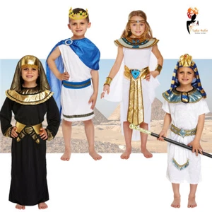 Egyptian King Queen Kids Book Week Fancy Dress Costumes Pharaoh Cleopatra - Picture 1 of 30