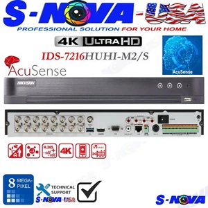 Hikvision Originale iDS-7216HUHI-M2/S 4K 8MP DVR 16 canali H.265+ TVI NO HDD - Foto 1 di 5