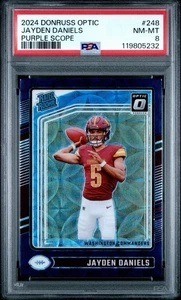 2024 Donruss Optic Purple Scope Prizm Jayden Daniels #248 PSA 8 Rookie RC - Picture 1 of 2
