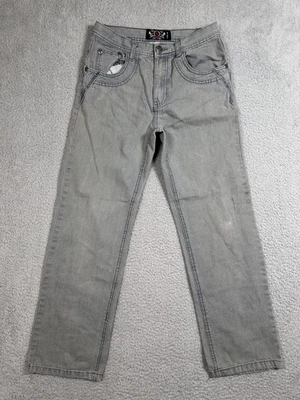 Mecca Jeans Niños 16 Gris Denim Pierna Recta Rojo Cremallera Bolsillo Bordado Logo Foto 1 de 4