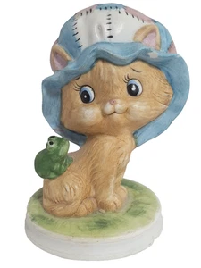 Estatuilla de gatito de porcelana Lefton de colección con rana #00324 pintada a mano 3,25" como está - Imagen 1 de 12