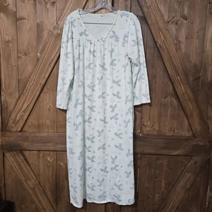 Mujer M Camisón Manga Larga Cisne Estampado Floral Encaje Ribete Pijama Prendas para Dormir - Imagen 1 de 8