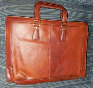 VINTAGE ITALY CRISTINA RUI BRIEFCASE BROWN LEATHER DESIGN - Picture 1 of 9