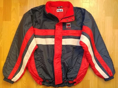 Chaqueta FILA, cortavientos de nailon vintage roja, hip-hop años 90, vieja escuela para hombre talla S Foto 1 de 4
