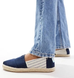 Toms Alpargata Espadrilles in Navy Stripe Size 9 - Picture 1 of 11