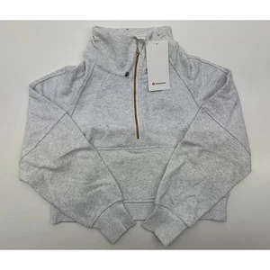 Lululemon donna scuba oversize mezza zip collo imbuto grigio chiaro taglia 2 nuovo con etichette #81A - Foto 1 di 7