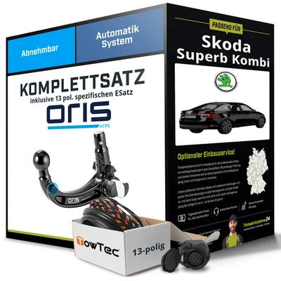 Anhängerkupplung ORIS abnehmbar für SKODA Superb Kombi +E-Satz NEU ABE inkl. EBA - Bild 1 von 4
