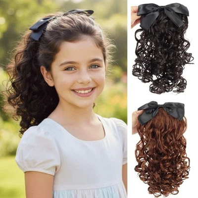 Retro Black Bows Knot Ponytail Comb Style Children Adult Wig Ponytail  Girls - Image 1 of 4