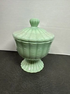 Pioneer Woman Timeless Beauty Jade Jadeite Milk Glass Green Footed Candy Dish - Picture 1 of 6