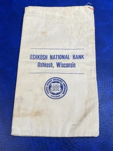 Vtg Small Cash Money Cloth Canvas Bag Oshkosh National Bank Wisconsin FDIC Logo - Picture 1 of 5