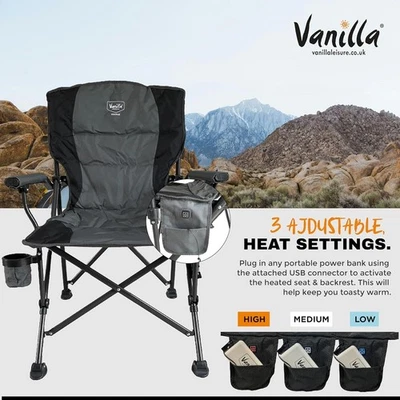 Vesuvius Folding Outdoor Chair with Heated Seat and Back - Vanilla Leisure - Image 1 of 4
