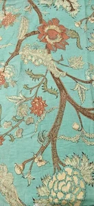 Indian Hand Block Print Cotton Natural Handmade Floral Print Fabric Green 5 Yard - Picture 1 of 8