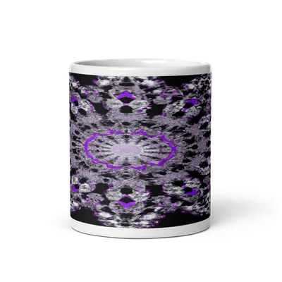 Elegante Taza Cerámica Mandala Diseño Floral Púrpura y Plata 11oz Foto 1 de 3