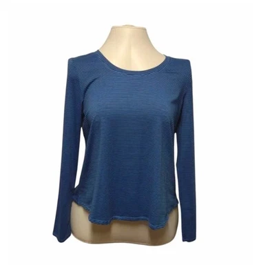 Camiseta Xhilaration Activewear Talla M Manga Larga Azul Negro Rayas Med Top Foto 1 de 4