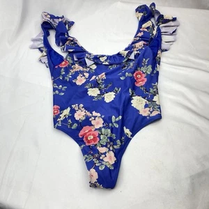 Lovers and Friends Swimsuit Large One Piece Flutter By Blue Pink Floral Beach - Picture 1 of 6