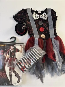 Geist Halloween Killer Clown Kostüm Kinder groß 12-14 komplettes Outfit Neu in Verpackung - Bild 1 von 6