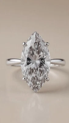 💍 Anillo de 3 quilates corte marquesa gris diamante plata cultivado en laboratorio elegante estilo SameerSh53 Foto 1 de 4