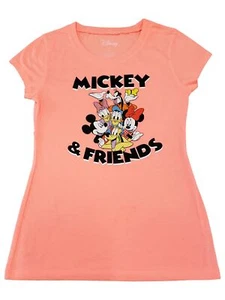 Junior Womens Disney Mickey & Friends Donald Daisy Minnie Orange T-Shirt - Picture 1 of 1