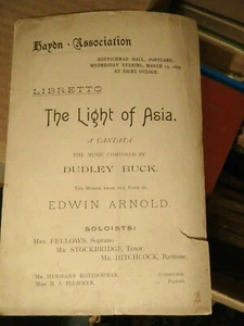 1895 Libretto The Light of Asia A Cantata Haydn Association Words Edwin Arnold - Picture 1 of 3