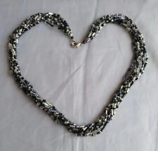 Black Silver Bead Necklace 80s Style Dallas Dynasty Costume Loud Disco Flashy 