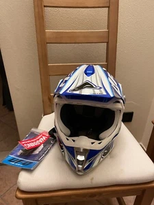 CASCO MOTOCROSS UFO WARRIOR COLORE BIANCO BLU ARGENTO TAGLIA M NUOVO!!!! - Foto 1 di 3