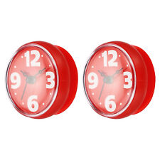 Waterproof Shower Clock, 2 Pack Silent Cute Wall Clocks Suction, Red/White
