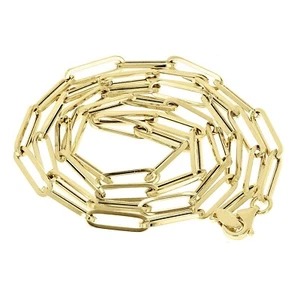 Italian 14k Yellow Gold Hollow Paper Clip Chain Necklace 18" 3.2mm 3.3 grams - Picture 1 of 5
