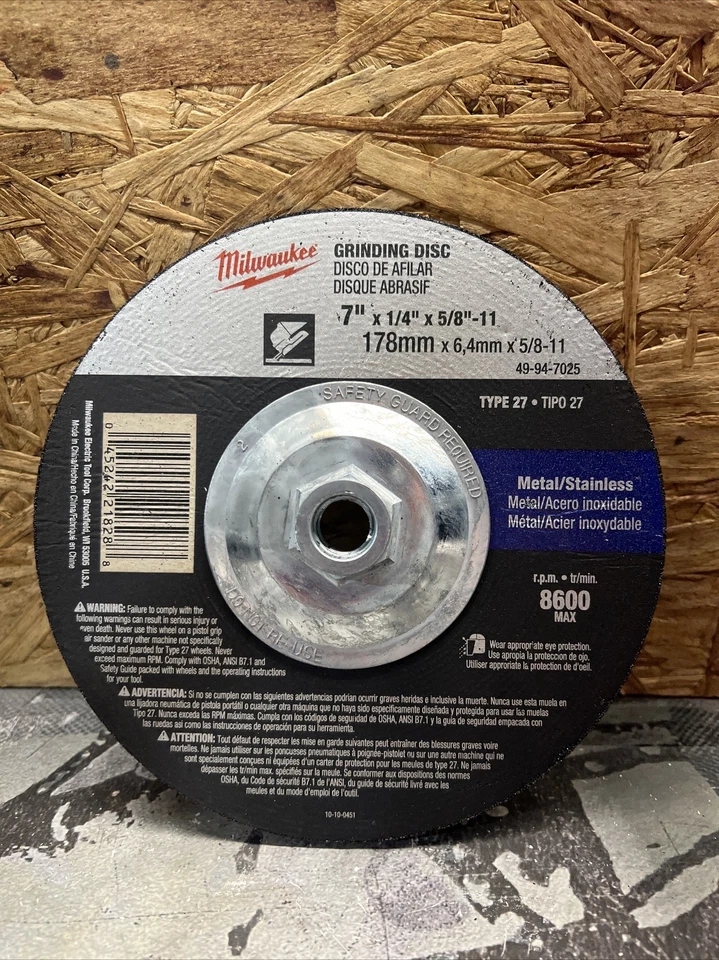 Milwaukee Tool 49-94-7025 7" /4" /8-11" Grinding Wheel (Type 27) 5pcs.
