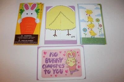 Lote de 8 tarjetas de Pascua de papiro y felicitación recicladas para NIÑOS, conejitos y pollitos Foto 1 de 4