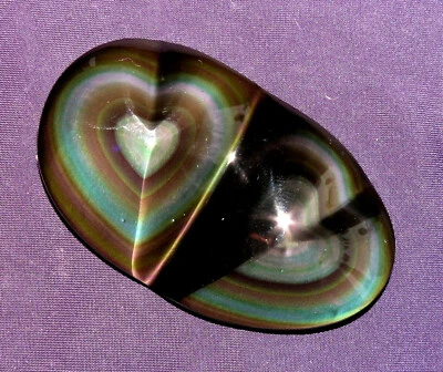 Regenbogen-Obsidian poliert, Mexico, Doppel-Herz, 62,8g 76x45x15mm Heilstein - Bild 1 von 4