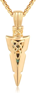 Gold Arrowhead Necklace for Men Women Sterling Silver Celtic Viking Arrow Gifts - Picture 1 of 6