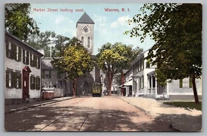Postal D5 Market Street mirando hacia el oeste Warren RI Trolley Tracks Rhode Island - Imagen 1 de 2