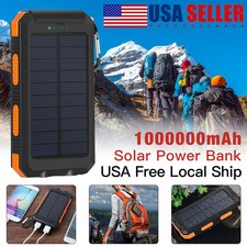 Solar Power Bank 1000000mAh Portable Dual USB External Battery Charger For Phone