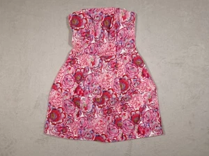Topshop Womens Size 4 Pink Floral Print Off Shoulder Tube Mini Skirt Wrap Dress - Picture 1 of 8