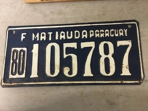 Gebrauchtes Matiauda Paraguay 1980 Nummernschild #105787 - Bild 1 von 2