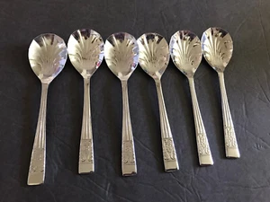 Vintage Sheffield England BERRY OR SUGAR Spoons Set/6 - Picture 1 of 4