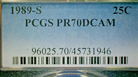 4TH OF JULY SALE-UNITED STATES 1989-S PCGS PR70DCAM WASH. CLAD .25c KM#164a Cover
