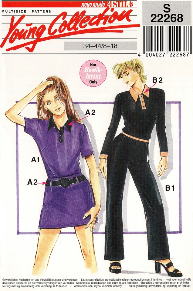 Neue Mode 22268 Polo Shirt, High Waist Pants & A-Line Mini Skirt Sz 8-18 UNCUT - Image 1 of 4