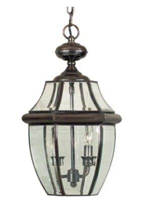 Quoizel Newberry NY1178AC 2-Lt висячий фонарь состаренный меди скошенное стекло новый в коробке - Изображение 1 из 4
