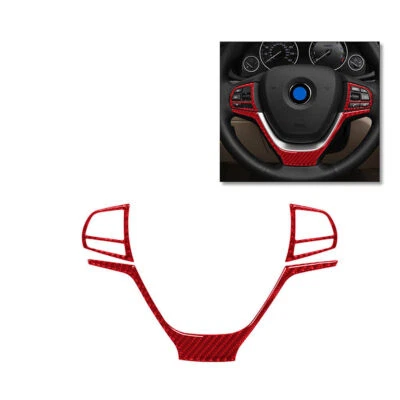 3PCs Red Carbon Fiber Steering Wheel Cover Trim For BMW X3 F25 X4 F26 2011-2017  - Image 1 of 4
