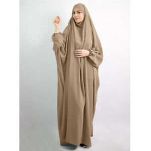 Muslim Women Abaya Jilbab Prayer Dress Overhead One Piece Burqa Islamic Kaftan