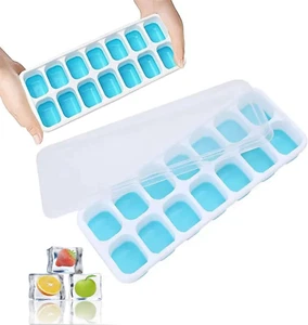 2 Pack Silicone Stackable Ice Cube Trays, Reusable Flexible Silicone Ice Cube Tr - Picture 1 of 12