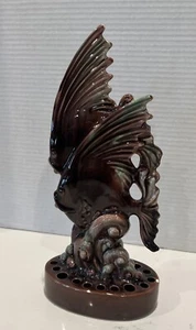 Royal Haeger R360 Double Fish Flower Frog Tropical Angel Fish Brown Tiki MCM - Picture 1 of 17