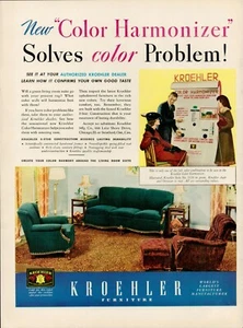 1939 Kroehler Furniture Color Harmonizer Solves Colors Vintage Print Ad - Picture 1 of 8