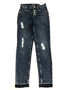 Justice Girls High Rise Jegging Jeans Dark Wash Stretch Distressed Youth Size 14 - Picture 1 of 12