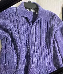 Alfred Dunner NEU Damen PM Acryl Pullover lila lang/slv voller Reißverschluss neu ohne Etikett 5607 - Bild 1 von 2