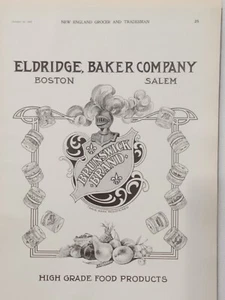 Brunswick Brand Print Ad 906 Eldridge Baker Co.  High Grade Food Knight 15 x 11" - Picture 1 of 2