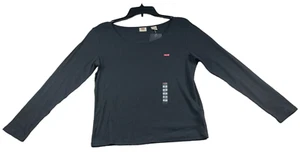 Levis Shirt Womens Plus size 1X Black Ribed Long Sleeve Tee Stretch Casual New - Picture 1 of 7